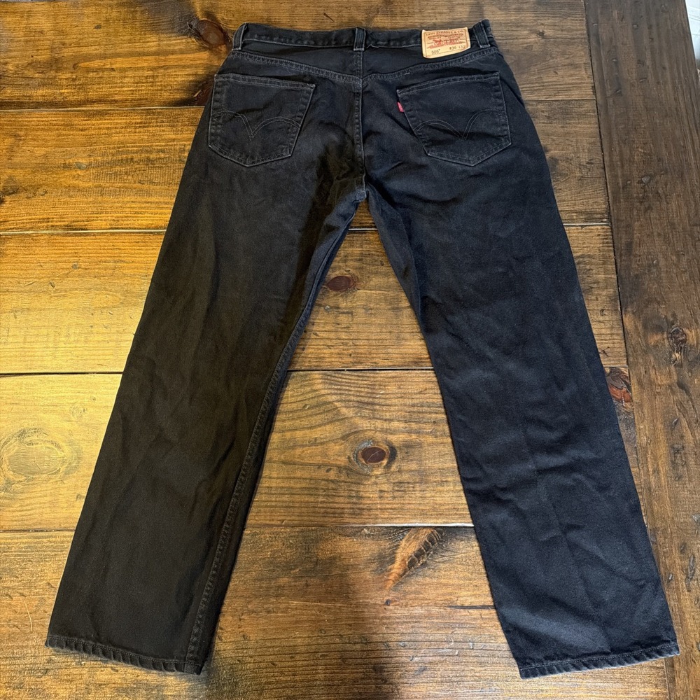 Levi's 505 Men's Jeans W36 L30 Black Regular Fit Straight Leg Denim
